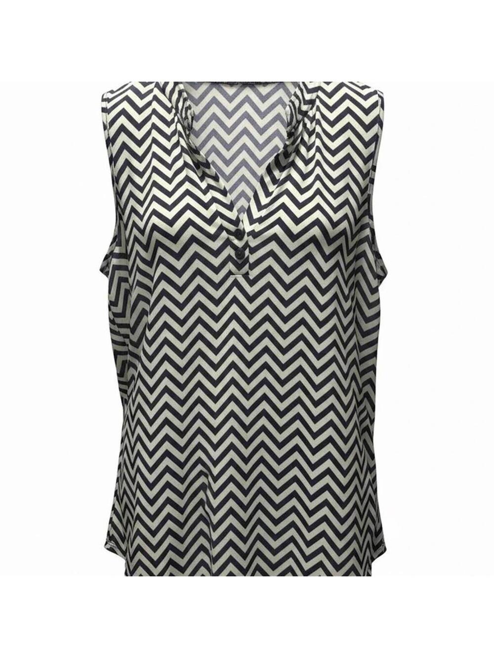 Carol Rose Sleeveless Chevron Pattern Blouse